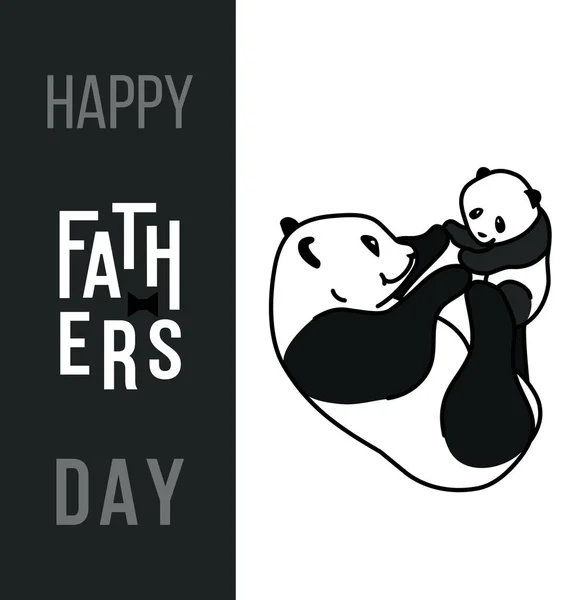 Joyeux jour des pères carte, Papa et enfants animaux — Image vectorielle