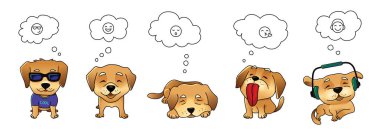 Vektör köpek emojis kümesi
