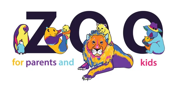 Зоопарк для детей и родителей — стоковый вектор