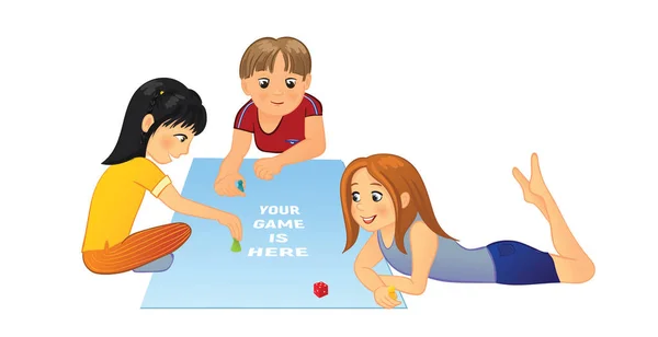 Τα παιδιά παίζουν επιτραπέζιο παιχνίδι — Διανυσματικό Αρχείο