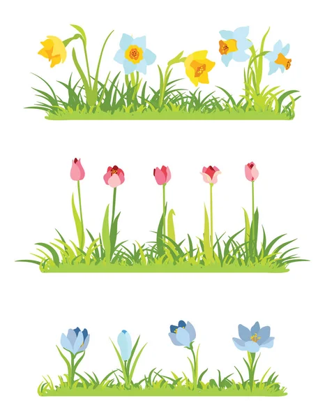 Set of spring april flowery borders for Easter — Stock Vector