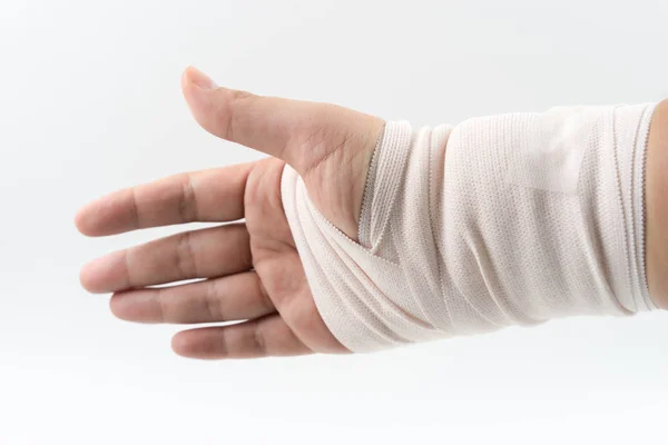 Hand bone broken from accident with arm splint — Stock Photo, Image