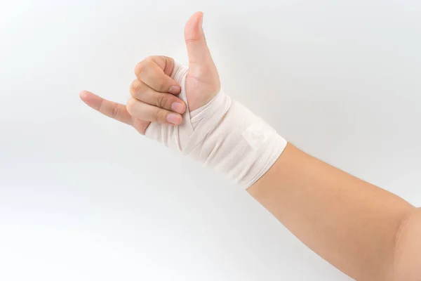 Hand bone broken from accident with arm splint — Stock Photo, Image