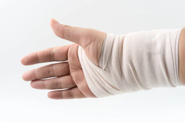 Hueso de la mano roto por accidente con la férula del brazo Fotos De Stock