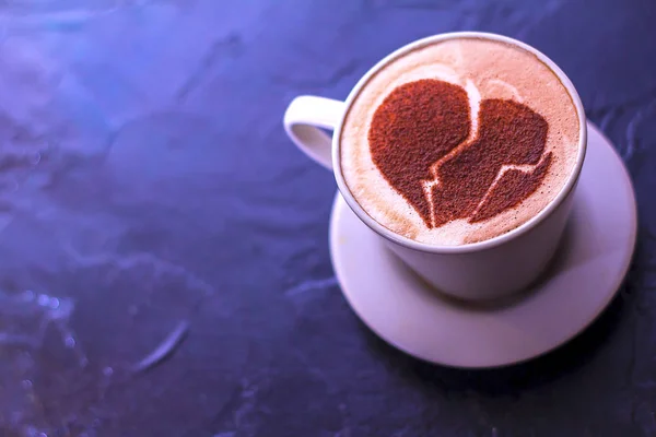 Cappuccino Café Chaud Avec Latte Art Coeur Romantique — Photo