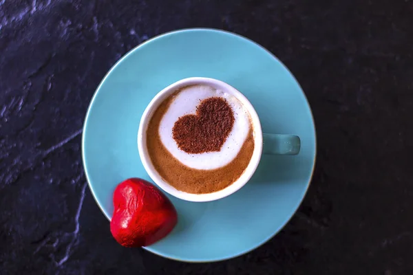 Горячий Кофе Капучино Латте Искусства Романтического Сердца — стоковое фото