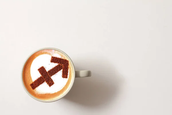 Draufsicht Auf Heiße Kaffee Latte Cappucino Tasse Mit Untertasse Isoliert — Stockfoto