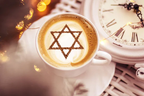 Filiżankę Kawy Izraelu Cappuccino Zdjęciem Gwiazdy Dawida — Zdjęcie stockowe