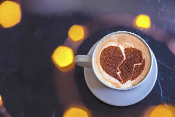 Hot Coffee Cappuccino Latte Art Romantic Heart — Stock Photo, Image