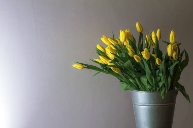Sarı lale buketi, çiçek arkaplanı 