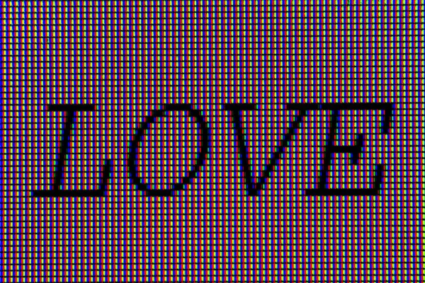 Inscripție Dragoste Ecranul Monitorului — Fotografie, imagine de stoc
