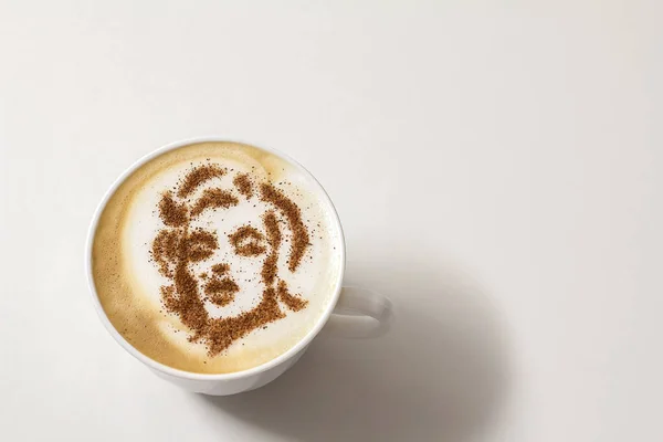 Café Caliente Capuchino Con Latte Arte —  Fotos de Stock