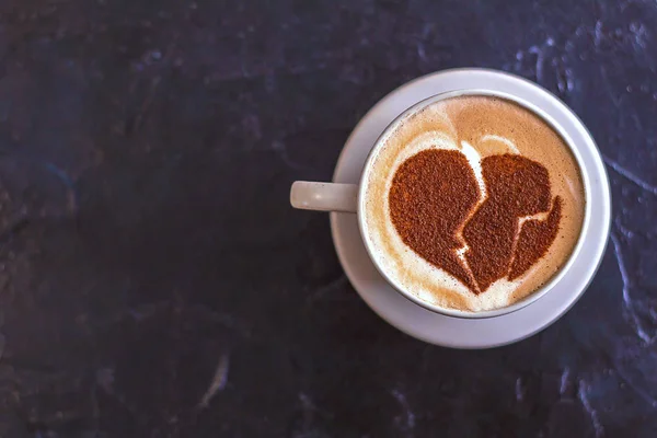 Cappuccino Café Chaud Avec Latte Art Coeur Romantique — Photo