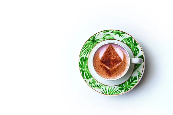 Cappuccino Kaffee Einer Keramiktasse Auf Dem Tisch — Stockfoto