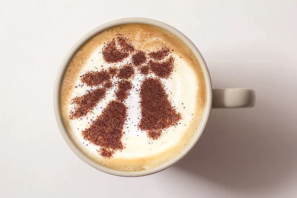 Vue Dessus Café Chaud Latte Cappucino Tasse Avec Soucoupe Isolée — Photo