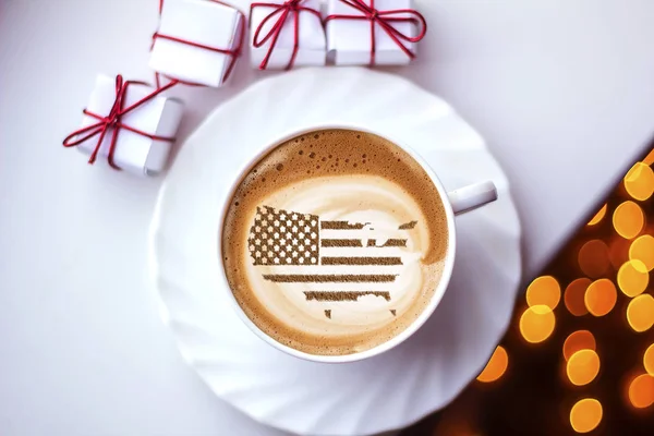 Vlag Van Verenigde Staten Van Amerika Vorm Van Territoriale Grenzen — Stockfoto