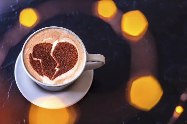 Hot Coffee Cappuccino Latte Art Romantic Heart — Stock Photo, Image