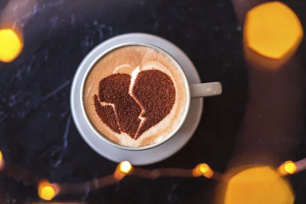 Hot Coffee Cappuccino Latte Art Romantic Heart — Stock Photo, Image