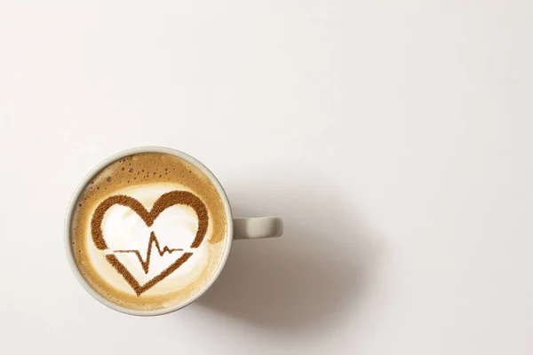 Corazón Con Línea Cardiograma Hecho Una Taza Café — Foto de Stock