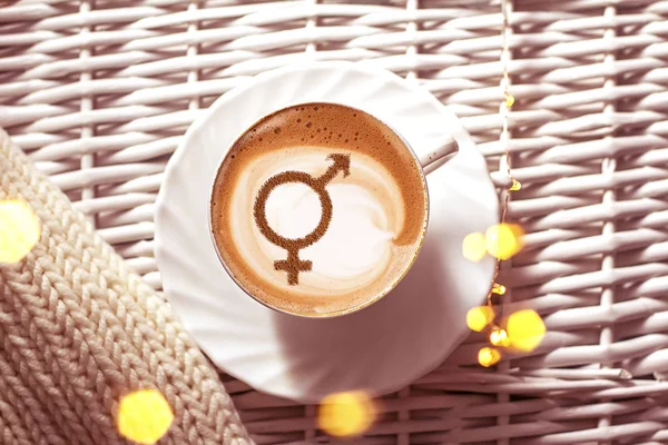 Символ Гендерного Равенства Чашках Кофе Молочной Пеной — стоковое фото