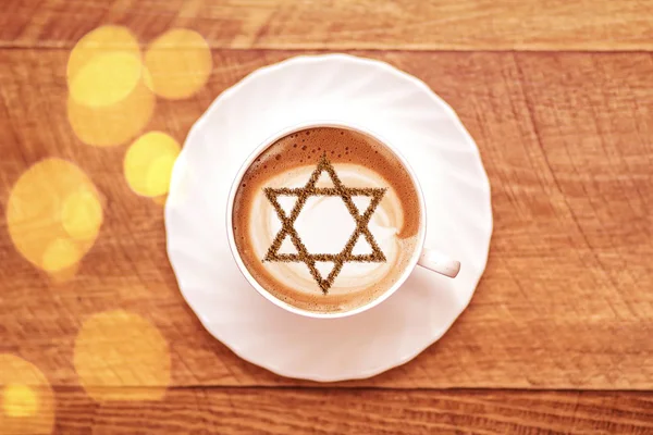 Una Taza Café Israel Capuchino Con Una Foto Estrella David —  Fotos de Stock