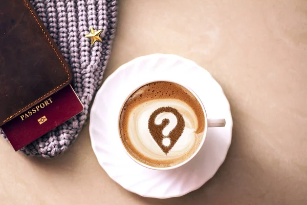 Filiżanka Kawy Znakiem Zapytania Koncepcji Piany Problemy Niepewności Zadawanie Pytań — Zdjęcie stockowe