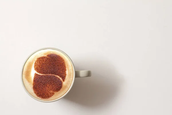 Вид Сверху Чашки Горячего Кофе Latte Capucino Блюдцем Изолированным Белом — стоковое фото