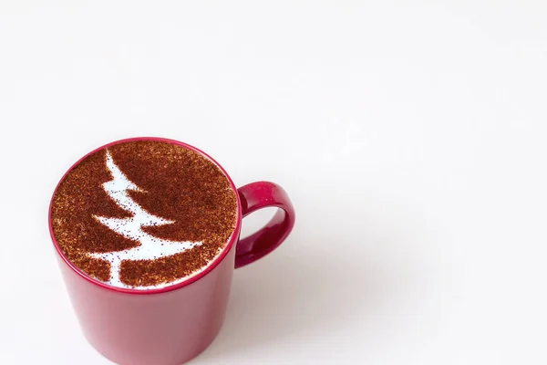 a cup of cappuccino coffee in a ceramic cup on the table