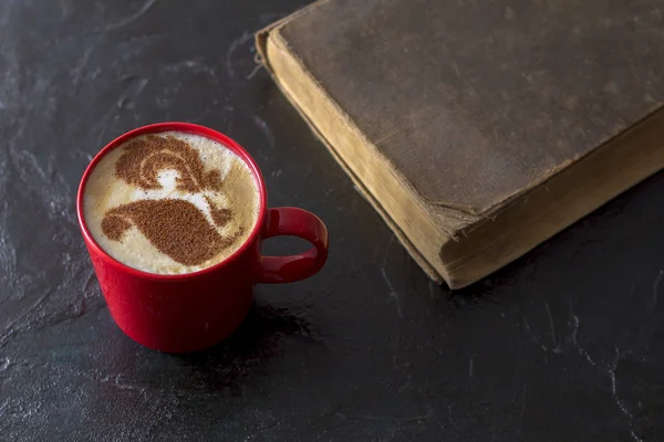 Hot Cappuccino Coffee Latte Art Ceramic Cup — Stock Photo, Image