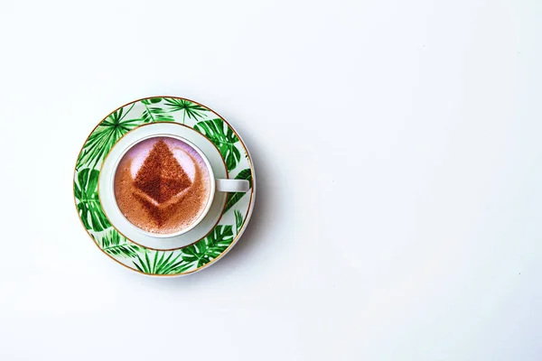 Cappuccino Kaffee Einer Keramiktasse Auf Dem Tisch — Stockfoto