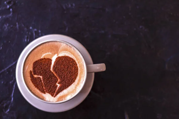 Hot Coffee Cappuccino Latte Art Romantic Heart — Stock Photo, Image