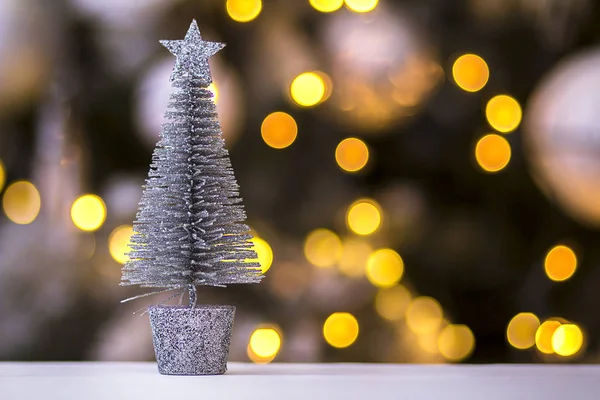 Nuevo Fondo Navidad Con Luces Bokeh Árbol Navidad Creativo —  Fotos de Stock