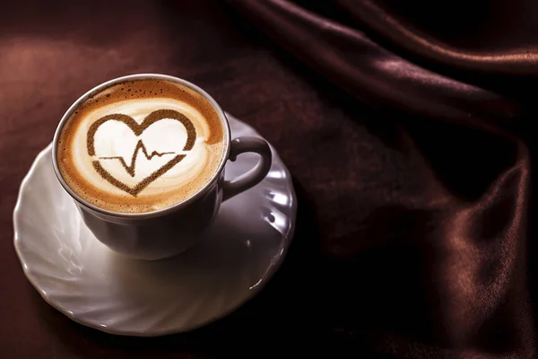 Heart Cardiogram Line Made Cup Coffee — Stock Photo, Image