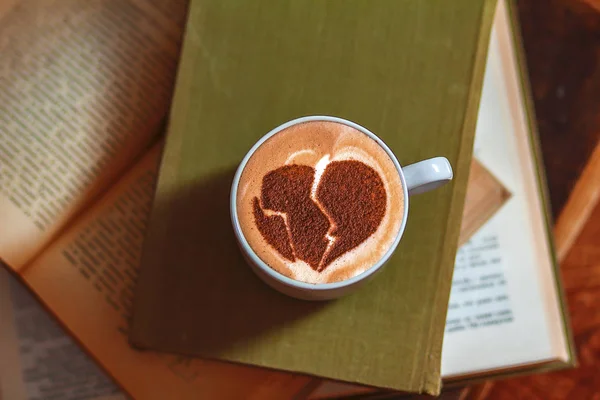 Tasse Café Latte Cappuccino Avec Livre Dans Café — Photo