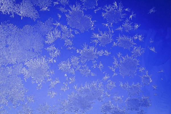Winterlandschaft Mit Frost Und Schneeflocken — Stockfoto