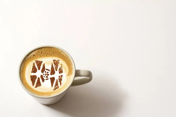 Café Caliente Capuchino Con Latte Arte —  Fotos de Stock