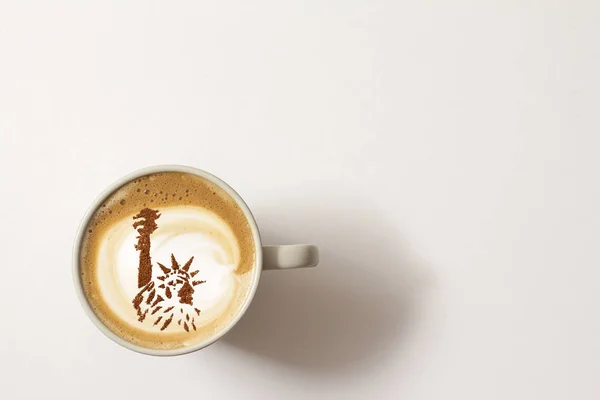 Café Caliente Capuchino Con Latte Arte — Foto de Stock