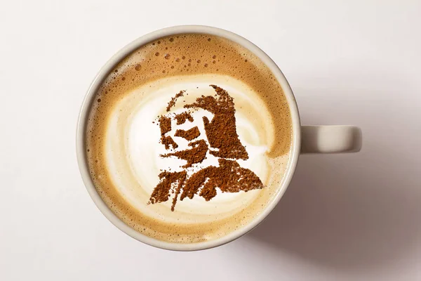 Café Caliente Capuchino Con Latte Arte — Foto de Stock