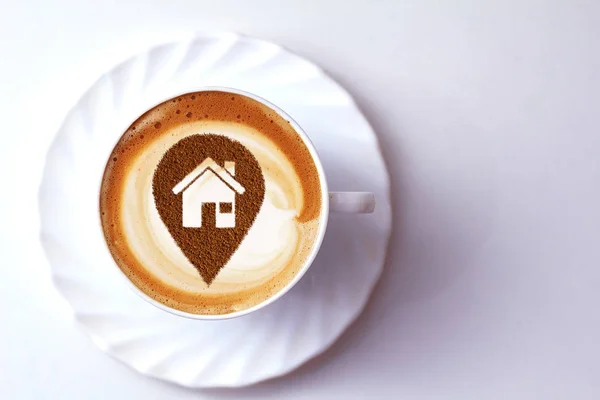 Een Kopje Cappuccino Koffie Een Keramische Cup Tafel — Stockfoto