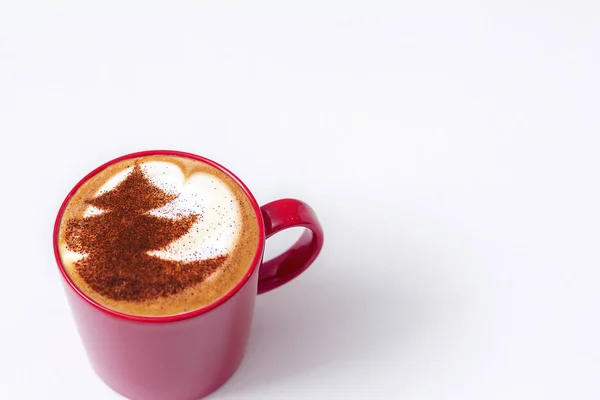 Una Taza Café Capuchino Una Taza Cerámica Sobre Mesa — Foto de Stock