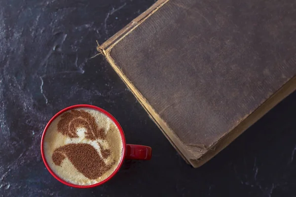 Heißer Cappuccino Kaffee Mit Latte Art Einer Keramiktasse — Stockfoto