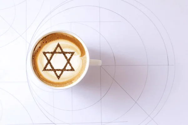 Cup Coffee Israel Cappuccino Picture Star David — Stock Photo, Image