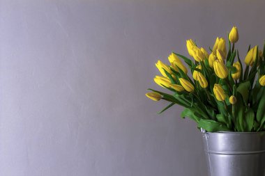 Sarı lale buketi, çiçek arkaplanı 