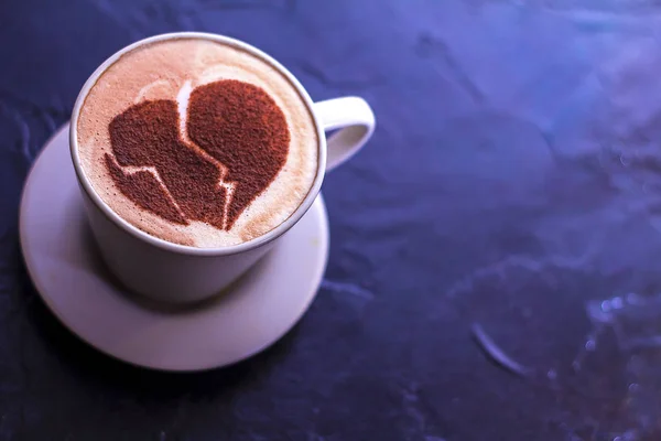 Capuchino Café Caliente Con Latte Arte Del Corazón Romántico — Foto de Stock