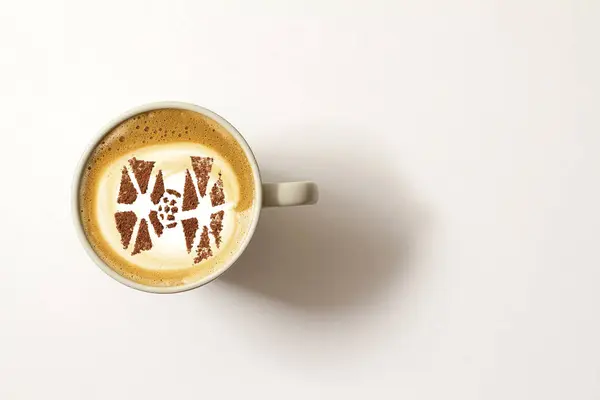 Cappuccino Kopi Panas Dengan Seni Latte — Stok Foto