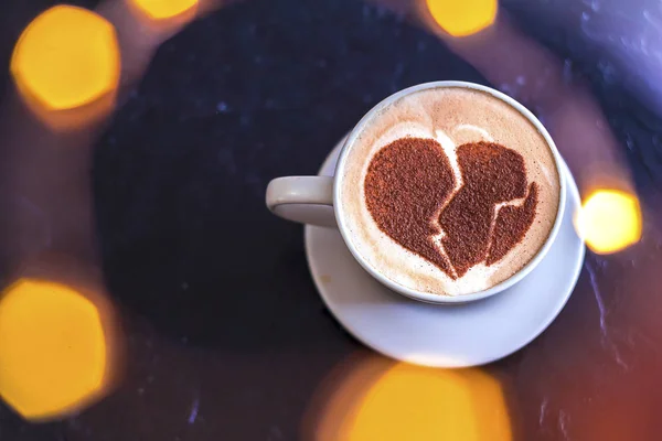 Hot Coffee Cappuccino Latte Art Romantic Heart — Stock Photo, Image