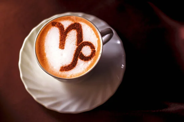 Top View Hot Coffee Cappuccino Latte Art Ceramic Glass — Stock Photo, Image