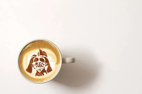 Café Caliente Capuchino Con Latte Arte — Foto de Stock