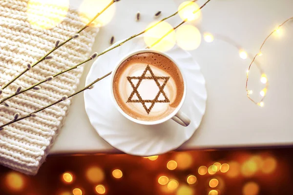 Cup Coffee Israel Cappuccino Picture Star David — ストック写真