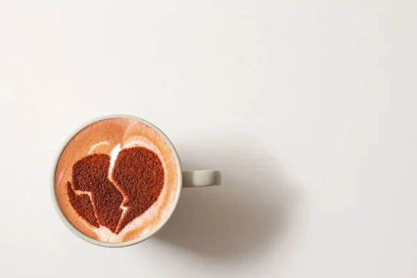 Top View Hot Coffee Latte Cappucino Cup Saucer Isolated White — Stock Photo, Image